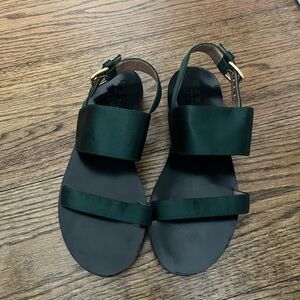 Marni Emerald Satin/Leather Sandals